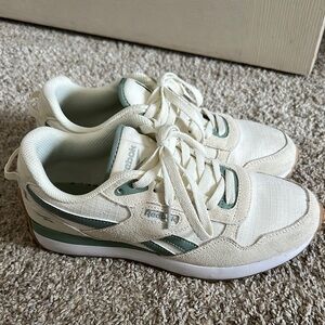 Reebok Women's Cream and Green Sneakers